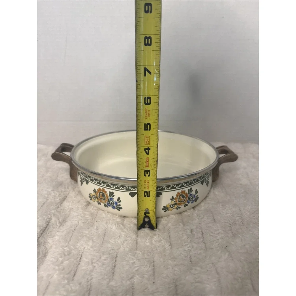 Vintage West Germany ASTA Enamelware Fissler Buffet Server Casserole Dish Floral